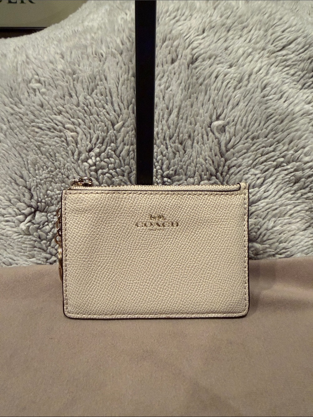 Coach Chalk Pebbled Leather Card Case with Gold Hardware